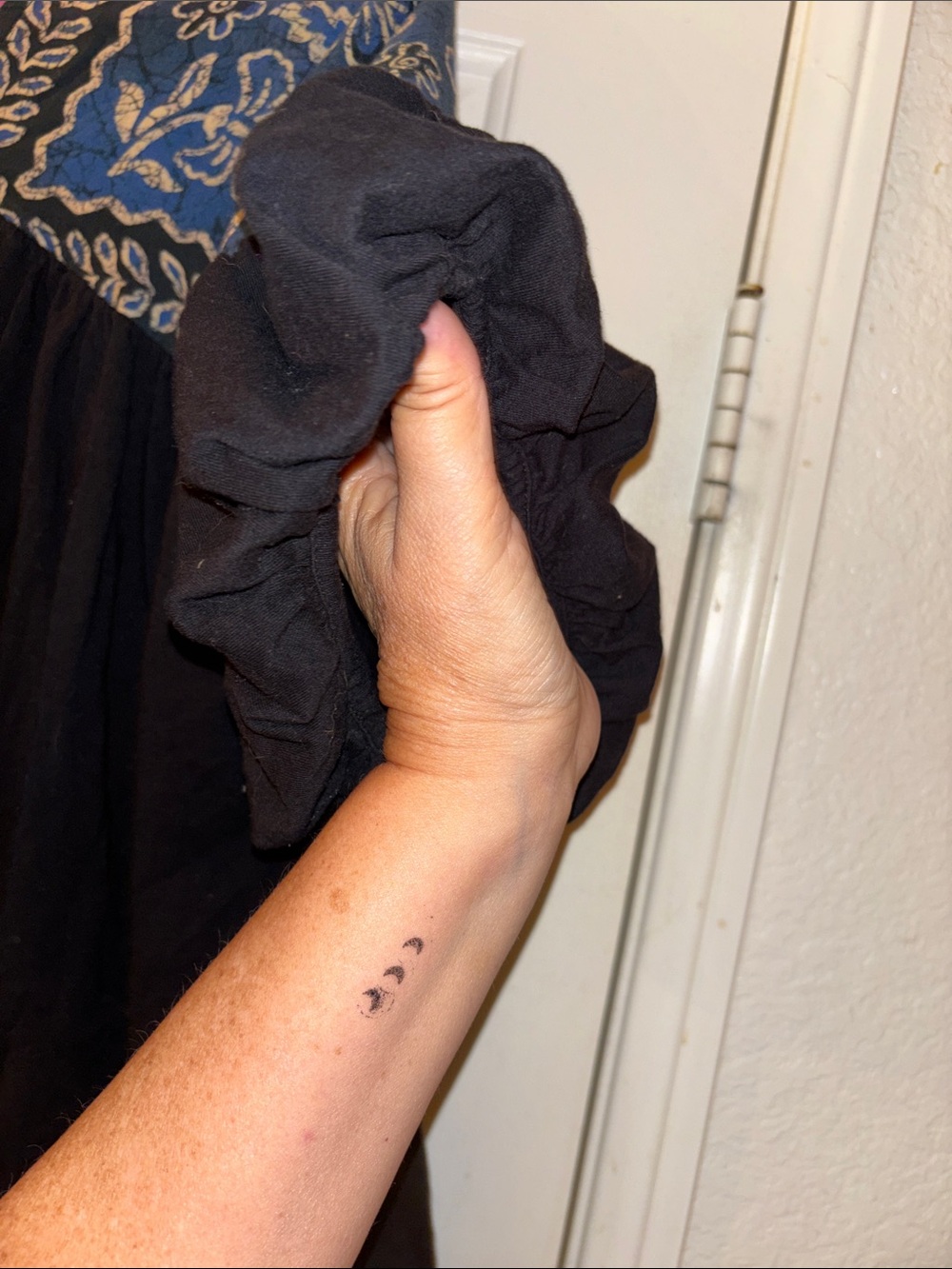 Free People Black Tunic with Blue Embroidered Yoke - Picture 6 of 7